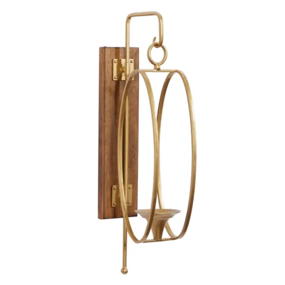 Modern Warm Wood And Gold Sconce-Kirkland's Home Shop