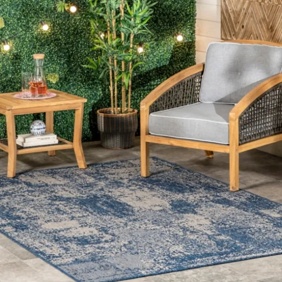 Molly Blue Mottled Abstract Outdoor Rug, 8X10-Kirkland's Home Cheap