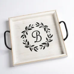 Monogram B Wood Tray With Handles-Kirkland's Home Sale