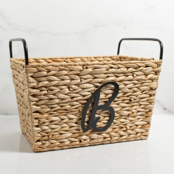 Monogram B Woven Rat Metal Handle Basket-Kirkland's Home Sale