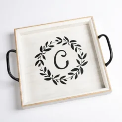 Monogram C Wood Tray With Handles-Kirkland's Home Flash Sale