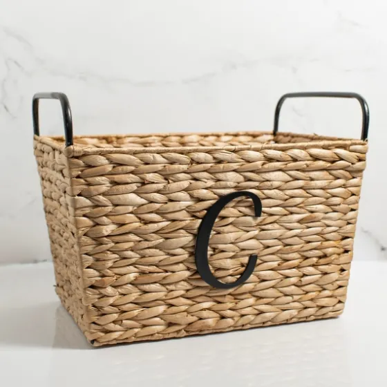 Monogram C Woven Rat Metal Handle Basket-Kirkland's Home Discount