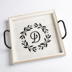 Monogram D Wood Tray With Handles-Kirkland's Home Fashion