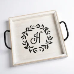Monogram H Wood Tray With Handles-Kirkland's Home Best Sale