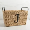 Monogram J Woven Rat Metal Handle Basket-Kirkland's Home Cheap