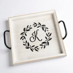 Monogram K Wood Tray With Handles-Kirkland's Home Store