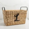 Monogram L Woven Rat Metal Handle Basket-Kirkland's Home Best