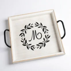 Monogram M Wood Tray With Handles-Kirkland's Home Store