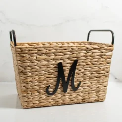 Monogram M Woven Rat Metal Handle Basket-Kirkland's Home Flash Sale