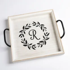 Monogram R Wood Tray With Handles-Kirkland's Home New