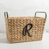 Monogram R Woven Rat Metal Handle Basket-Kirkland's Home Fashion
