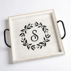Monogram S Wood Tray With Handles-Kirkland's Home Online