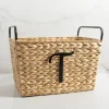 Monogram T Woven Rat Metal Handle Basket-Kirkland's Home Fashion
