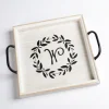 Monogram W Wood Tray With Handles-Kirkland's Home New