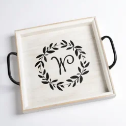 Monogram W Wood Tray With Handles-Kirkland's Home New