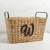 Monogram W Woven Rat Metal Handle Basket-Kirkland's Home Clearance