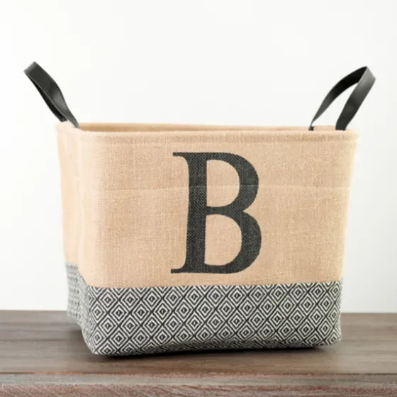 Monogrammed B Black Diamond Jute Storage Bin-Kirkland's Home Discount