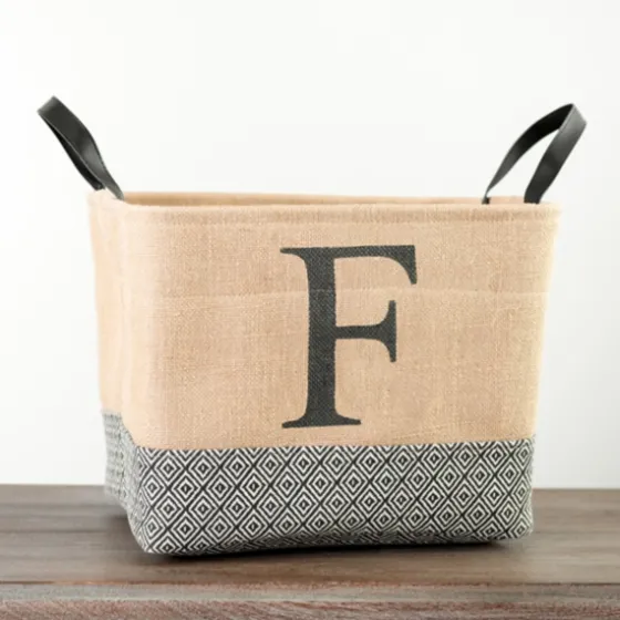 Monogrammed F Black Diamond Jute Storage Bin-Kirkland's Home Best Sale