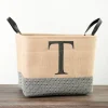 Monogrammed T Black Diamond Jute Storage Bin-Kirkland's Home Clearance