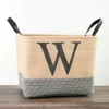 Monogrammed W Black Diamond Jute Storage Bin-Kirkland's Home New