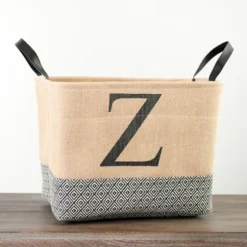 Monogrammed Z Black Diamond Jute Storage Bin-Kirkland's Home Shop