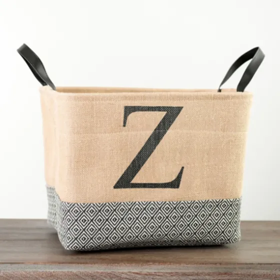 Monogrammed Z Black Diamond Jute Storage Bin-Kirkland's Home Shop