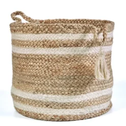 Montego Striped Natural Storage Basket, 17 In.-Kirkland's Home Store