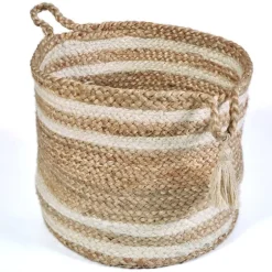 Montego Striped Natural Storage Basket, 17 In.-Kirkland's Home Store