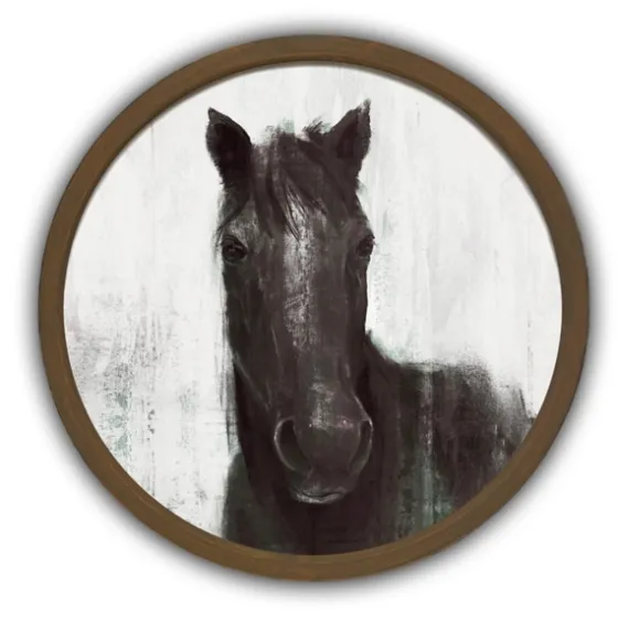 Moody Horse Round Brown Framed Art Print-Kirkland's Home Hot