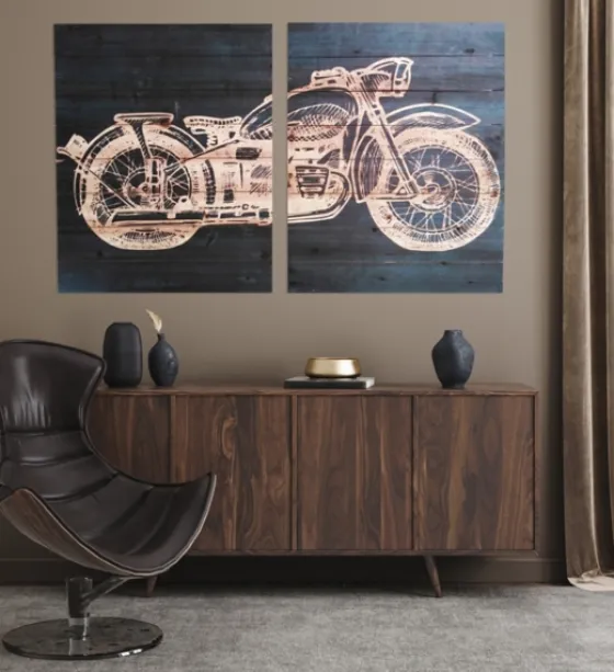 Motorcycle Wood Wall Plaques, Set Of 2-Kirkland's Home Online