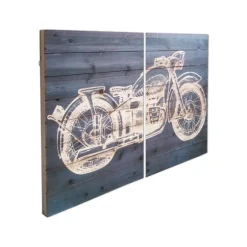 Motorcycle Wood Wall Plaques, Set Of 2-Kirkland's Home Online