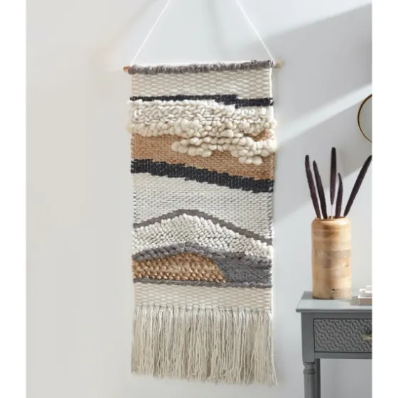 Multicolor Abstract Woven Fringe Wall Hanging-Kirkland's Home Outlet