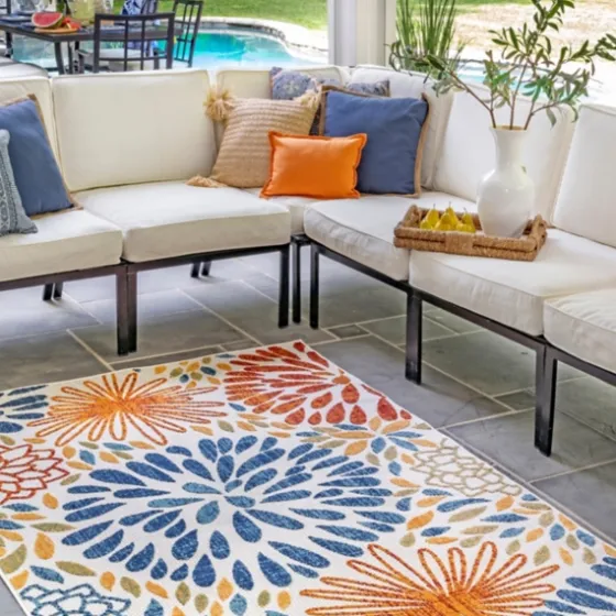 Multicolor Burst Indoor/Outdoor Area Rug, 5X8-Kirkland's Home Sale