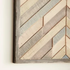 Multicolor Criss Cross Chevron Wood Wall Plaque-Kirkland's Home Cheap