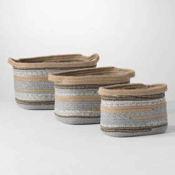 Multicolor Jute And Polyester Baskets, Set Of 3-Kirkland's Home New