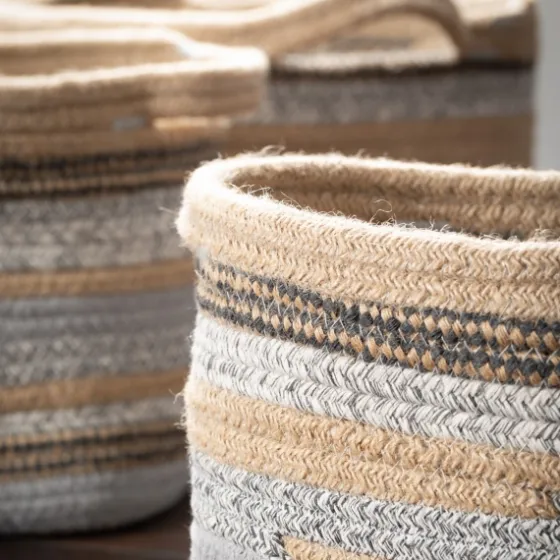 Multicolor Jute And Polyester Baskets, Set Of 3-Kirkland's Home New