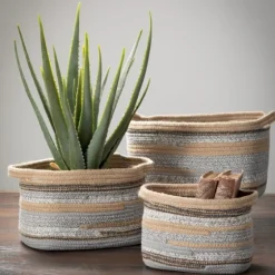 Multicolor Jute And Polyester Baskets, Set Of 3-Kirkland's Home New