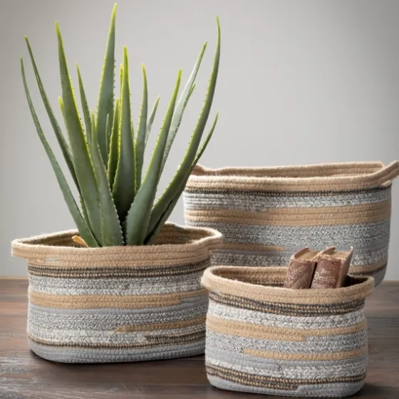 Multicolor Jute And Polyester Baskets, Set Of 3-Kirkland's Home New