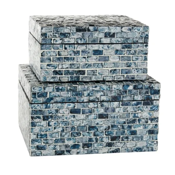Multicolor Mother Of Pearl Coastal Boxes, Set Of 2-Kirkland's Home Cheap