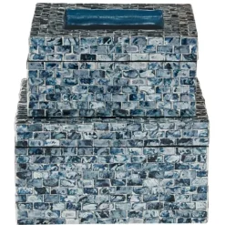 Multicolor Mother Of Pearl Coastal Boxes, Set Of 2-Kirkland's Home Cheap