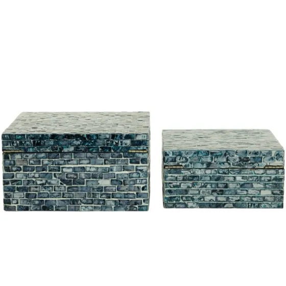 Multicolor Mother Of Pearl Coastal Boxes, Set Of 2-Kirkland's Home Cheap