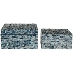Multicolor Mother Of Pearl Coastal Boxes, Set Of 2-Kirkland's Home Cheap
