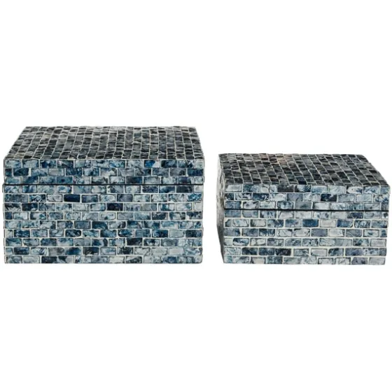 Multicolor Mother Of Pearl Coastal Boxes, Set Of 2-Kirkland's Home Cheap
