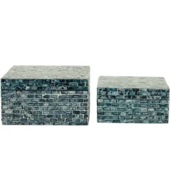 Multicolor Mother Of Pearl Coastal Boxes, Set Of 2-Kirkland's Home Cheap