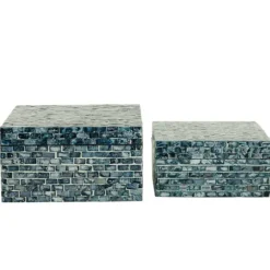 Multicolor Mother Of Pearl Coastal Boxes, Set Of 2-Kirkland's Home Cheap