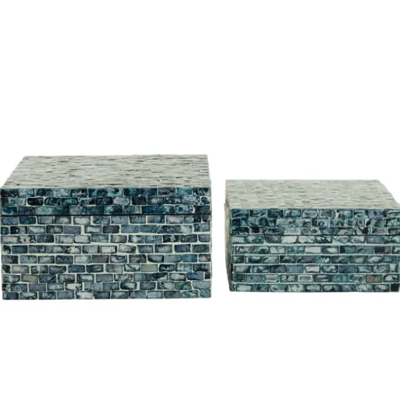 Multicolor Mother Of Pearl Coastal Boxes, Set Of 2-Kirkland's Home Cheap