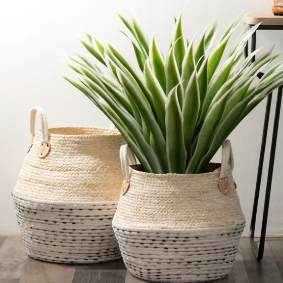 Multicolor Natural Maize Woven Baskets, Set Of 2-Kirkland's Home Sale