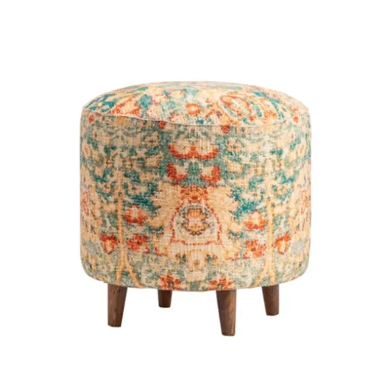Multicolor Patterned Wood Ottoman Stool-Kirkland's Home Shop