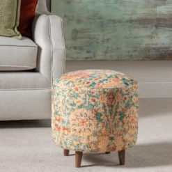 Multicolor Patterned Wood Ottoman Stool-Kirkland's Home Shop