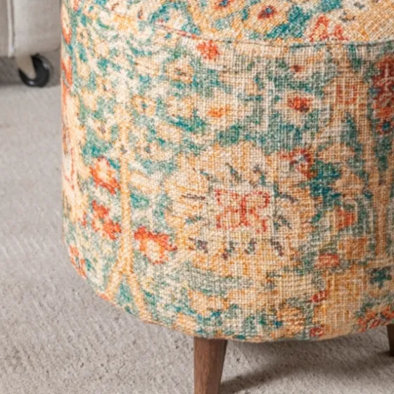 Multicolor Patterned Wood Ottoman Stool-Kirkland's Home Shop